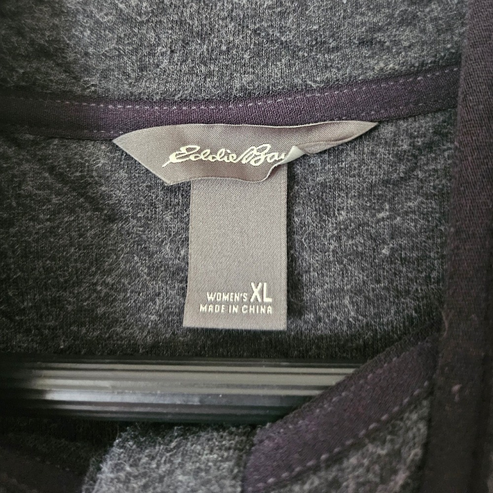 Eddie Bauer Charcoal Gray Quilted Snap Pullover Sweatshirt Sz XL Cozy Gorpcore - Picture 7 of 9